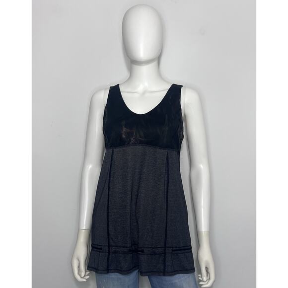 Lululemon Hustle Bustle Tank Womens 8 Heather Black Floral Shelf Bra Drawstring - Picture 3 of 16